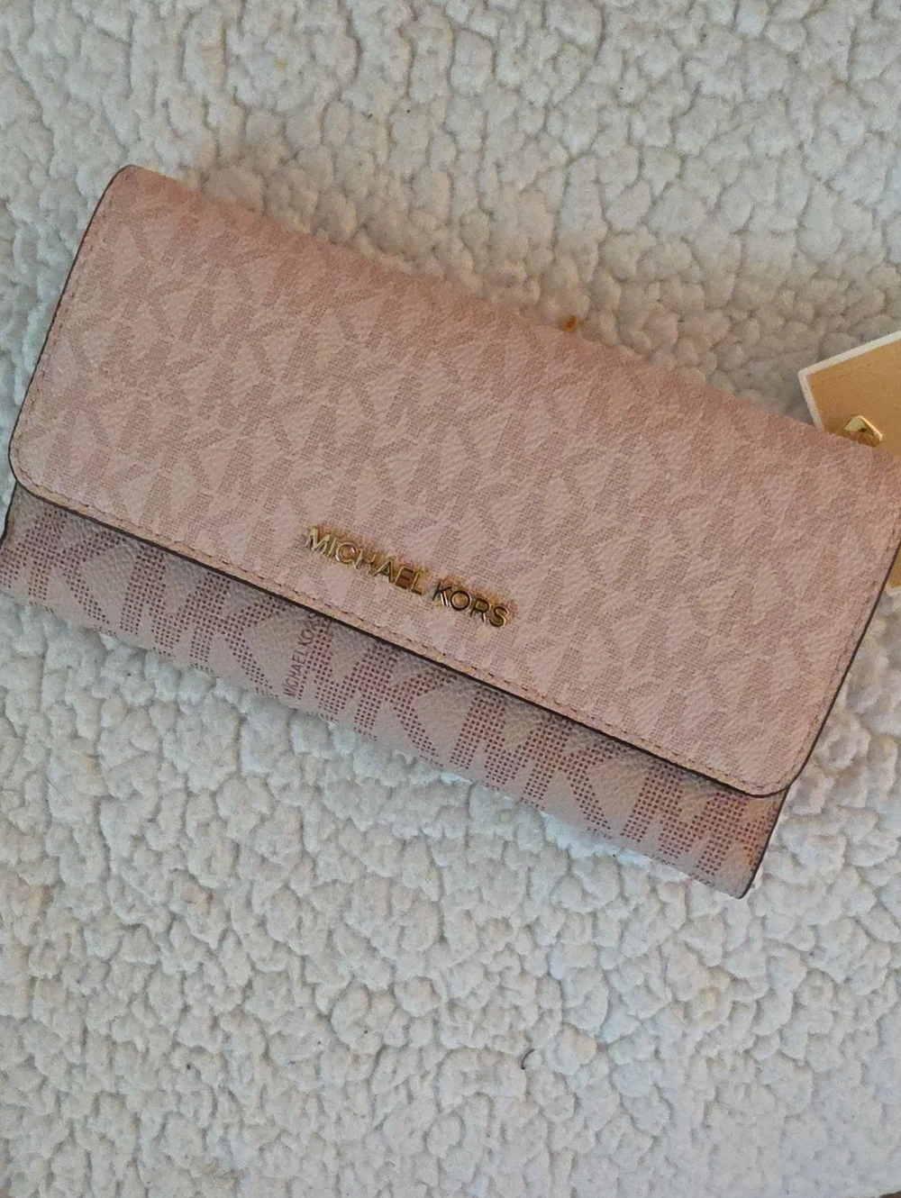 Michael Kors Blush Signature Continental Wallet with Gold Logo